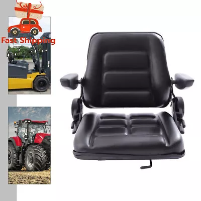 Universal Tractor Seat W/Slide Tracks Black For Kubota Bobcat John Deere Ford • $107.34