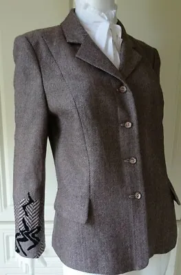 £75 • Buy Christian Lacroix Bazar Tweed/herringbone Wool Jacket Fr 44 Uk 14/16