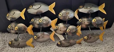 Metal School Of Fish Wall Sculpture Vintage • $250