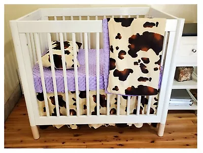 Western Crib Bedding Set Brown Cow Print Baby Bedding (standard OR Portable) • $82