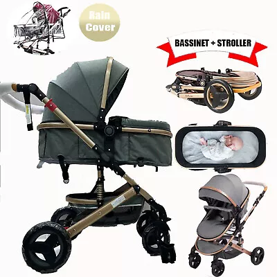 9 IN1 Reversible Baby Pram Stroller Bassinet  Shock Absorbers Jogger Push Chair  • $189.66