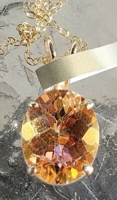 Azotic Mystic Topaz Labcreated Oval Cut Pendant 14kt Solid Yellow Gold • $275