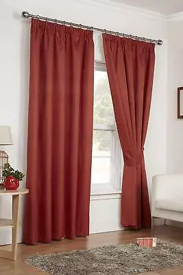 Rust Terracotta 90 X 90 Ready Made Pencil Pleat Light Reducing Curtains Thermal • £56.99