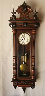 Vintage 2 Weight Vienna Regulator Wall Clock Fabrik Germania 1880-Needs Repair • $759