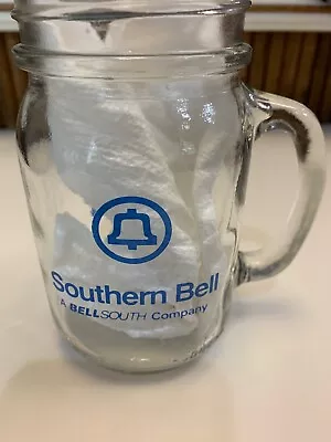 BELL TELEPHONE SOUTHERN BELL 14 OZ  GLASS MASON JAR  MUG  With HANDLE  • $9.99