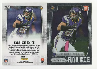 $7.99 • Buy 2012 Panini Prizm Harrison Smith Rookie Card! Vikings Safety #265 RC