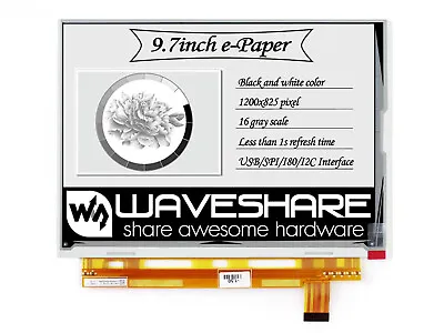 Waveshare Two-Color 9.7inch E-Ink Display E-Paper Screen 1200x825 Raspberry Pi • $136.49