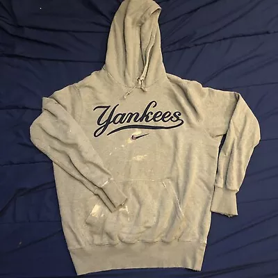 New York Yankees Hoodie Sweatshirt Men’s Large L Nike Center Swoosh Nice Vintage • $40