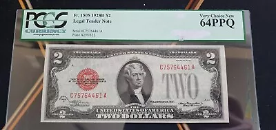 1928 D $2 DOLLARS Legal Tender Note FEDERAL RESERVE NOTE VERY RARE PCGS 64 PPQ  • £599.99