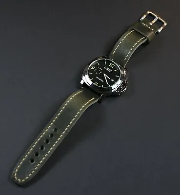 Leather Watch Strap Vintage Gray Custom Band Fit PAM Wristband 18 20 22mm 24mm • $49.99