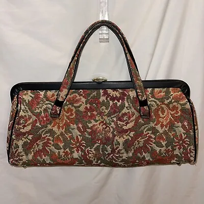 Tapestry Floral Vintage Handbag Purse Flower Brocade Carpet Bag MCM Retro Snap • $43.77