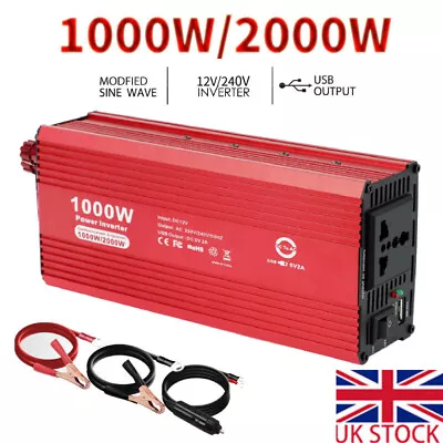 £35.99 • Buy Power Inverter Socket Converter 1000W 12V To 240VAC Car Cigarette Lighter Plug