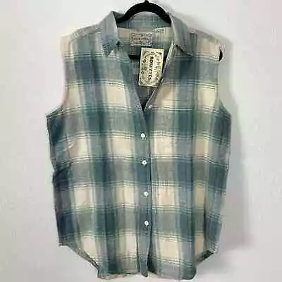 Vintage 90s Grunge Sleeveless Plaid Flannel Vest Large NWT Nepal Cotton Festival • $25