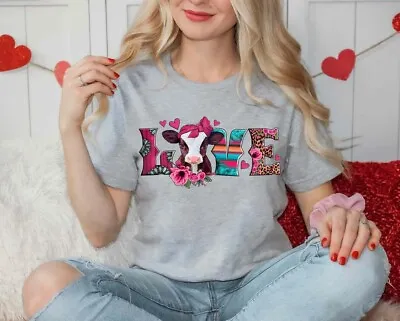 $16.99 • Buy Valentines Day Cow Love Day Shirts For Women Lips Kiss Tee Cute Valentine Shirt