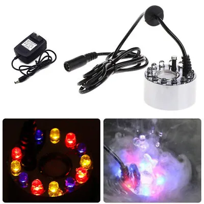 12 LED Ultrasonic Mist Maker Light Fogger Water Fountain Pond W/ Power Adapter • $14.59