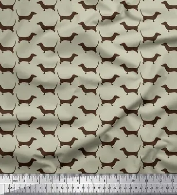 Soimoi Beige Cotton Poplin Fabric Dachshund Dog Printed Fabric 1-3ZN • $23.80