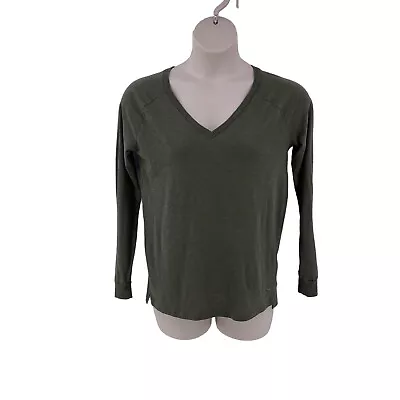 Victorias Secret Pink Womens Knit Top Shirt Size Small Olive Green V Neck LS • $8.98