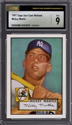 1991 Topps 1952 Mickey Mantle Reprnt CSG 9 MINT East Coast National #311  • $68.39