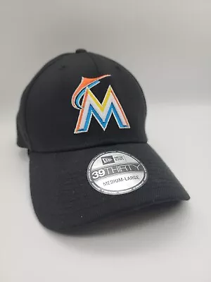 MLB Miami Marlins New Era 39Thirty Fitted Baseball Cap Hat Black Med / Large New • $17.49