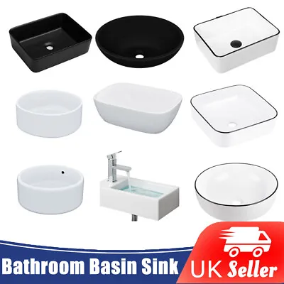 Bathroom Cloakroom Vanity Wash Basin Sink Counter Top / Wall Mount White Modern • £30.50