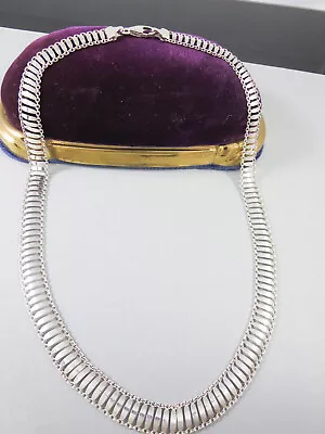 Vintage PR EXPORT ITALY Sterling Silver CLEOPATRA STATEMENT CHOKER NECKLACE • $36.79