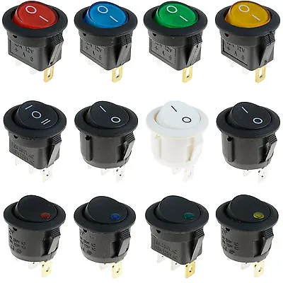 ON/OFF Round Rocker Switch LED Illuminated Car Dashboard Dash Boat Van 12V • £1.99