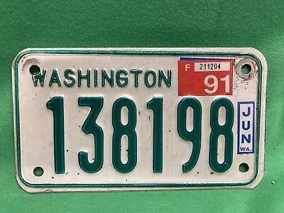 1991 Vintage Washington State Motorcycle License Plate Classic Vehicle Collector • $82.81