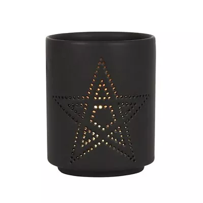  Black Pentagram Cut Out Tea Light Holder Gothic / Pagan / Wiccan / Occult • £3