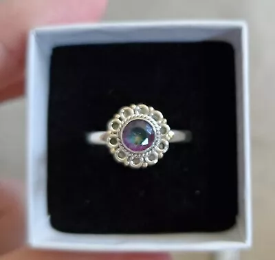 Mystic Topaz .925 Sterling Silver Ring Size 11 • $15