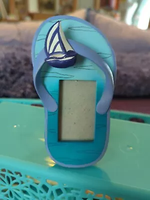 FURIO Nautical Coastal Mini Photo Picture Frame Flip Flop Blue 1 3/4  X 2 3/4  • $7