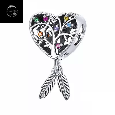 £14.99 • Buy Genuine Sterling Silver 925 Charm Heart Dream Catcher Tree Of Life Love Bead
