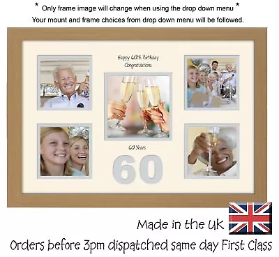 60th Birthday Photo Frame 4 X4  X4 And 5 X5  Photo By Photos In A Word 969D • £23.99