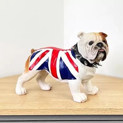 British Bulldog Ornament Statue Dog Figurine Vintage UK Flag Home Decor Bar Item • £32