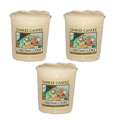 3 Yankee Candle Votives Christmas Cookie Scented 15 Hours Home Fragrance 49g • £7.55