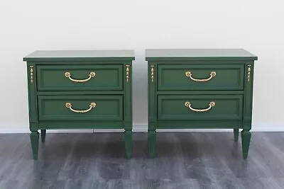 Pair Of Midcentury Nightstands Green Nightstands Neoclassical Nightstands • $875