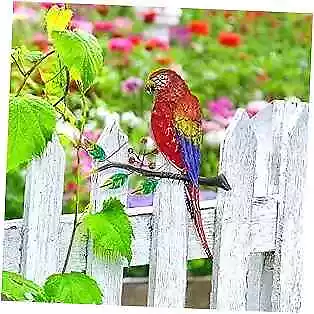  Metal Parrot Wall Decor Outdoor Wall Art Glass Hanging Bird Red Parrot • $25.93