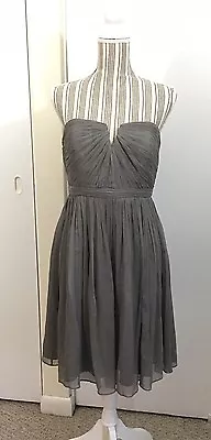 J Crew Silk Chiffon Nadia Dress Graphite Gray Cocktail Party Bridesmaid Sz 10P • $40