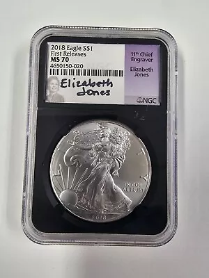 2018 American Eagle Silver $1 First Release MS70 Elizabeth Jones NGC Coin • $38