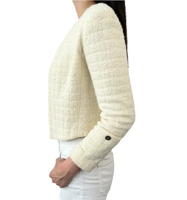 $711 • Buy CHANEL Vintage 00T CC Logo Open Front Jacket #34 Terrycloth Nylon Cotton RankAB