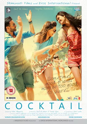 Cocktail DVD (2014) Saif Ali Khan Adajania (DIR) Cert 12 FREE Shipping Save £s • £9.95
