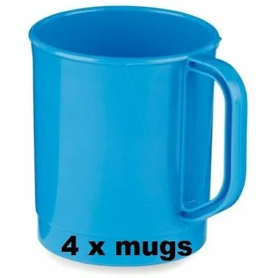 £9.95 • Buy 4 X Camping Mug 355cc 275ml Aqua Blue Plastic Unbreakable CP065-AB Highlander 