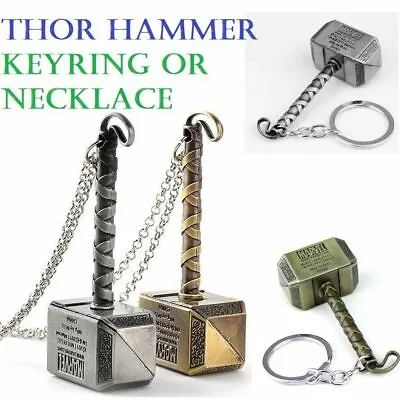 Marvel Thor Hammer Keyring Chain NeckLace Pendant Avengers Norse Mythology Hero • £3.49