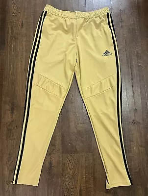 Adidas Soccer Training Pants Small Gold Black Striped EUC Track Tapered • $24.99