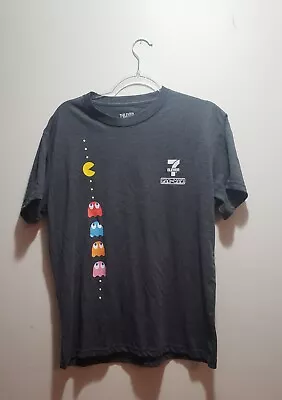 7-ELEVEN PAC-MAN Shirt Gray Arcade Game Short Sleeve 7-11 Employee Tee Size Med • $12.89