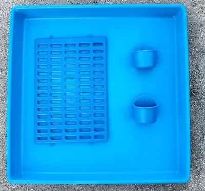 24 X 24 Bunny Rabbit & Small Animal Cage Pan Resting Mat  Food & Water Cups Blue • $59.99