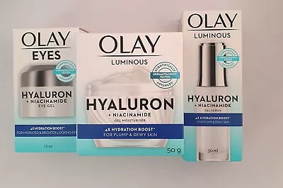 Olay Luminous Hyaluron + Niacinamide Moisturiser Serum And Eye Cream - 3pc Set  • $79