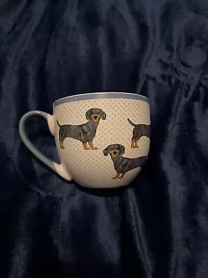Dachshund Sausage Dog Mug Cup Blue Polka Design • £3.50