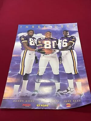 RARE Minnesota Vikings 1998 Three Deep Cris Carter Randy Moss Jake Reed Poster! • $59.99