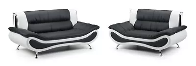 Sofa Set 2 Seater 3 Seater Armchair Leather Black Or White - Honeypot Napoli • £349