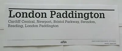 GREAT WESTERN RAILWAY WINDOW LABEL GWR Cardiff Central-London Paddington Express • £7.99